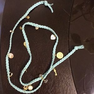 braided light blue leather bracelet